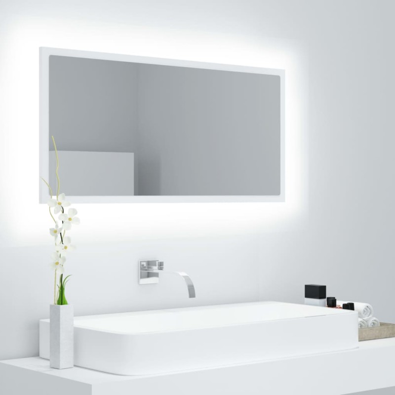 Espelho de casa de banho com LED 90x8,5x37 cm acrílico branco-Armários para casa de banho-Home Retail