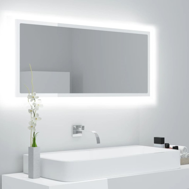 Espelho casa banho c/LED 100x8,5x37cm acrílico branco brilhante-Armários para casa de banho-Home Retail