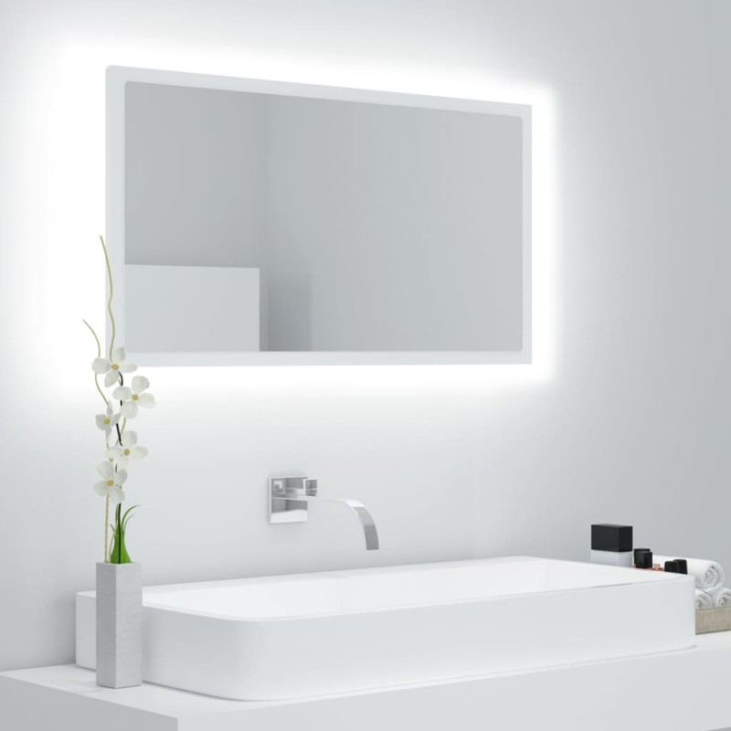 Espelho de casa de banho c/ LED 80x8,5x37 cm acrílico branco-Armários para casa de banho-Home Retail