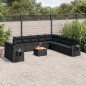 12 pcs conjunto de sofás de jardim c/ almofadões vime PE preto