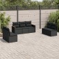 7 pcs conjunto de sofás p/ jardim c/ almofadões vime PE preto