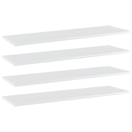 Prateleiras estante 4pcs 100x30x1,5cm contrap. branco brilhante