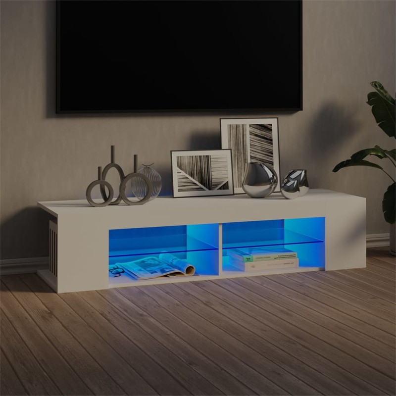 Móvel de TV com luzes LED 135x39x30 cm branco-Móveis de TV-Home Retail