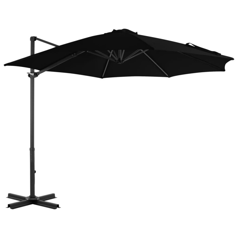 Guarda-sol cantilever poste alumínio 300 cm preto-Guarda-sóis e telas de varanda-Home Retail