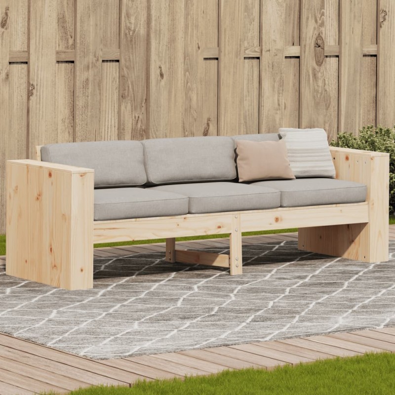 Sofá de 3 lugares para jardim 189x60x62 cm pinho maciço-Sofás para exterior-Home Retail