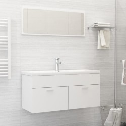 2 pcs conjunto de móveis de casa de banho contraplacado branco