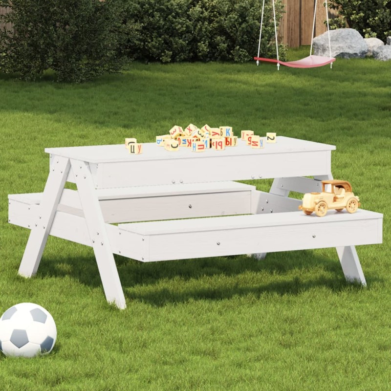 Mesa piquenique c/ caixa de areia infantil pinho maciço branco-Mesas de jardim-Home Retail