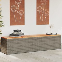 Caixa arrumação jardim 220x50x54 cm vime PE/acácia maciça cinza