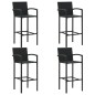 5 pcs conjunto de bar para jardim preto