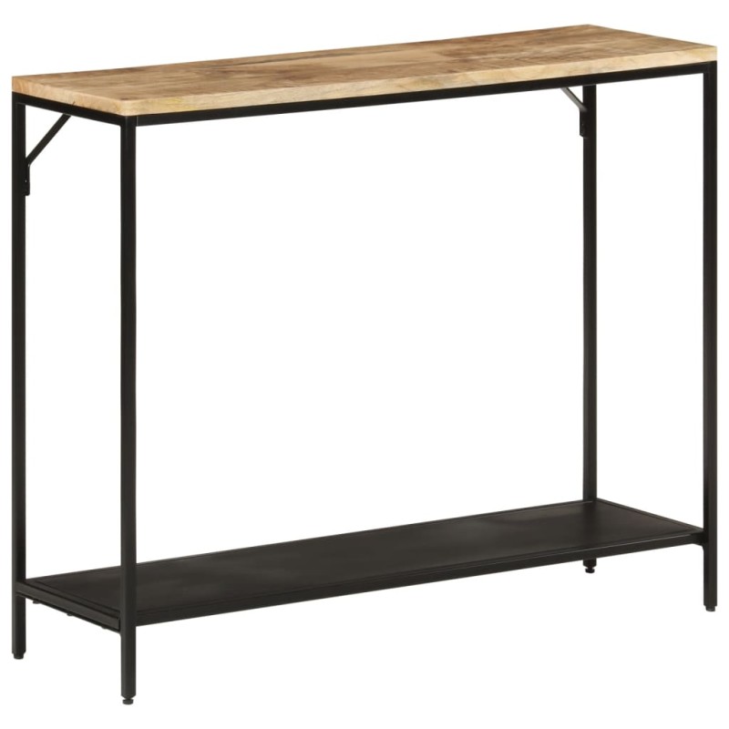 Mesa consola 90x30x75 cm madeira mangueira áspera maciça/ferro-Mesas de apoio-Home Retail