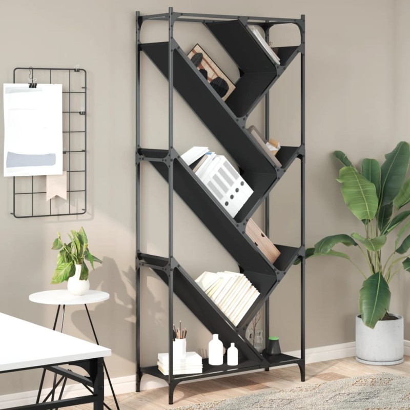 Estante 79x30x180 cm derivados de madeira e metal preto-Estantes para livros-Home Retail