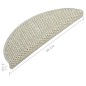 Tapetes escada adesivos aspeto sisal 15 pcs 56x17x3 cm cinzento