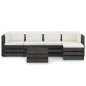 6 pcs conj. lounge jardim + almofadões madeira impreg. cinzento