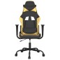 Cadeira gaming massagens couro artificial preto e dourado