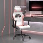 Cadeira gaming massagens couro artificial branco e rosa