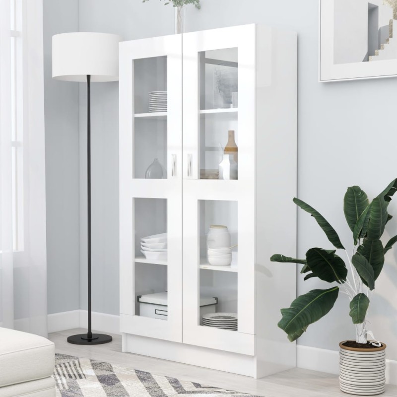 Armário vitrine derivados de madeira branco brilhante-Estantes para livros-Home Retail