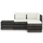 4 pcs conj. lounge jardim + almofadões madeira impreg. cinzento