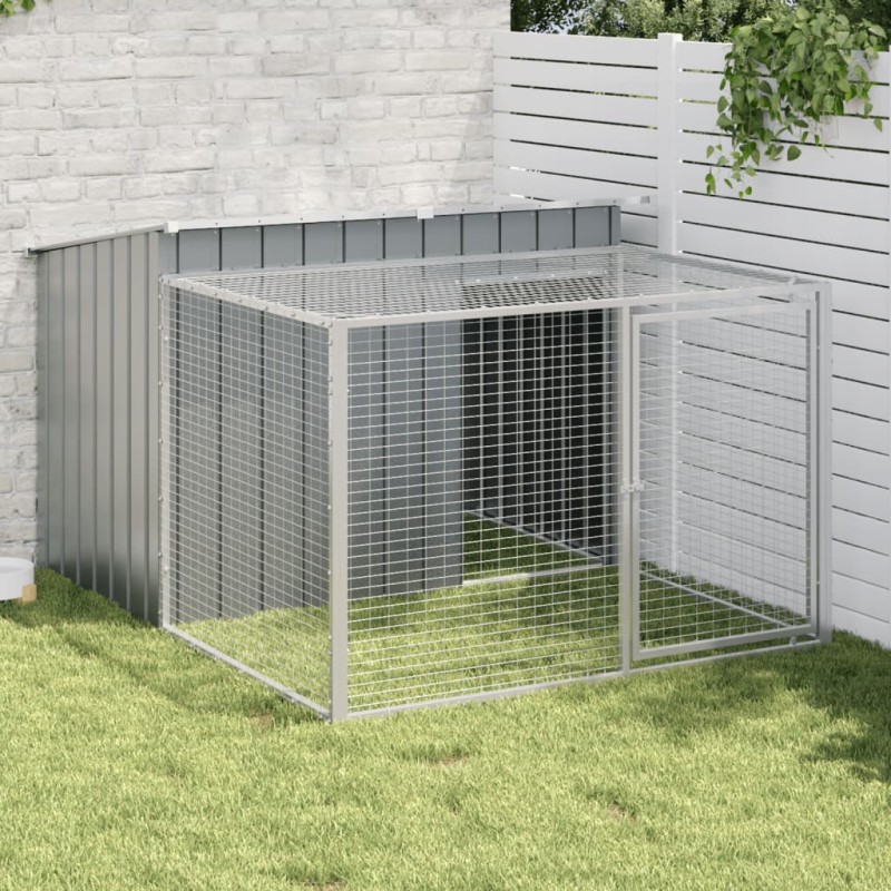 Casota p/ cães c/ parque 153x194x110 cm aço galvaniz. antracite-Casotas para cães-Home Retail