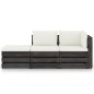 3 pcs conj. lounge jardim + almofadões madeira impreg. cinzento