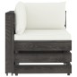 3 pcs conj. lounge jardim + almofadões madeira impreg. cinzento