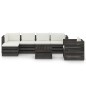 7 pcs conj. lounge jardim + almofadões madeira impreg. cinzento