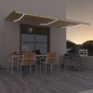 Toldo retrátil manual com LED 600x350 cm amarelo e branco