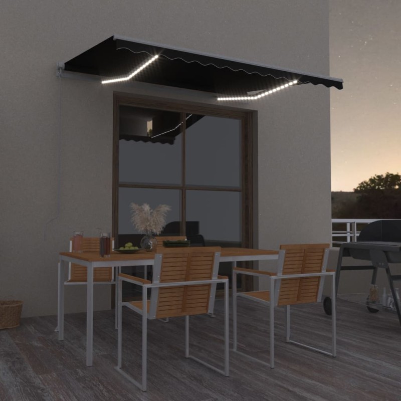 Toldo retrátil manual com LED 300x250 cm antracite-Toldos para janelas e portas-Home Retail