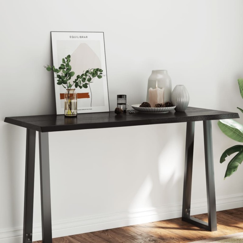 Tampo de mesa com bordas vivas maciço tratado castanho-escuro-Tampos de mesa-Home Retail