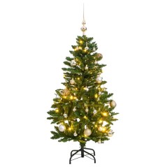 Árvore Natal artificial articulada 150 luzes LED e bolas 120 cm