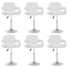 Cadeiras de jantar giratórias 6 pcs couro artificial branco