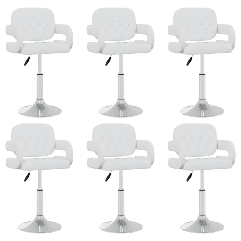 Cadeiras de jantar giratórias 6 pcs couro artificial branco-Cadeiras de cozinha e sala de jantar-Home Retail