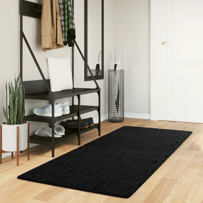 Tapete de pelo curto OVIEDO 80x200 cm preto-Tapetes-Home Retail