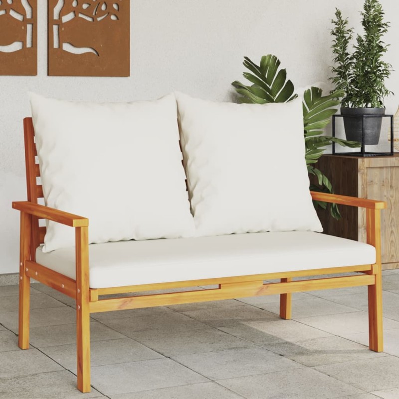 Banco de jardim com almofadão 120 cm madeira de acácia maciça-Bancos de jardim-Home Retail