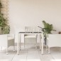 Mesa de jardim com tampo de vidro 90x90x75 cm vime PE branco