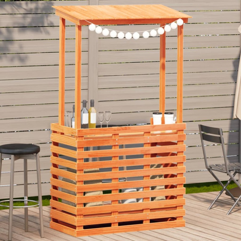 Mesa de bar para exterior com telhado madeira maciça castanho-Mesas de jardim-Home Retail