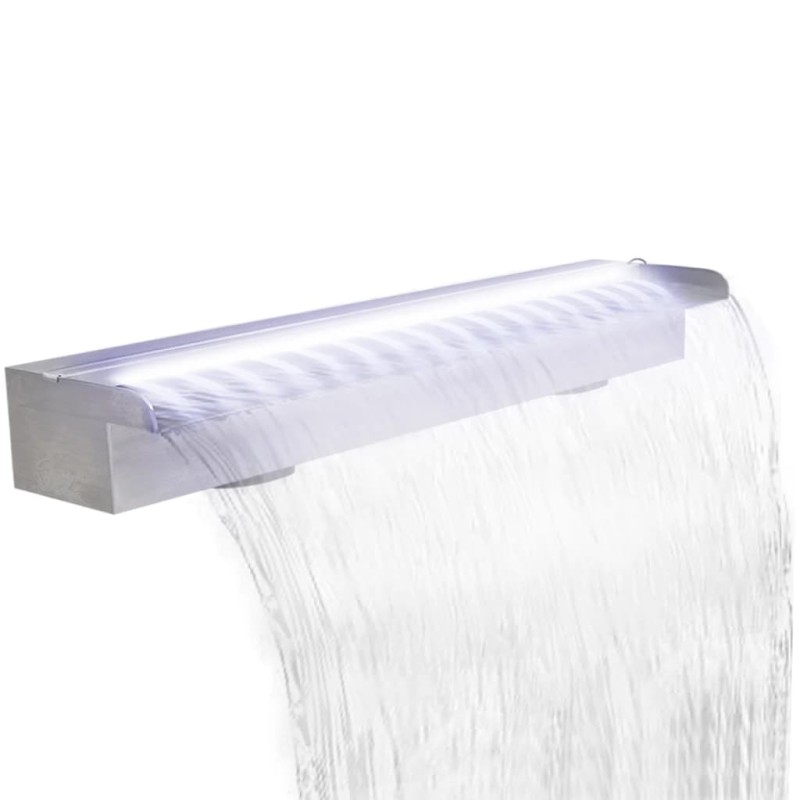 Fonte para piscina retangular com LEDs 90 cm aço inoxidável-Fontes artificiais-Home Retail