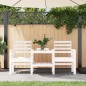 Banco de jardim 2 lugares com mesa pinho maciço branco