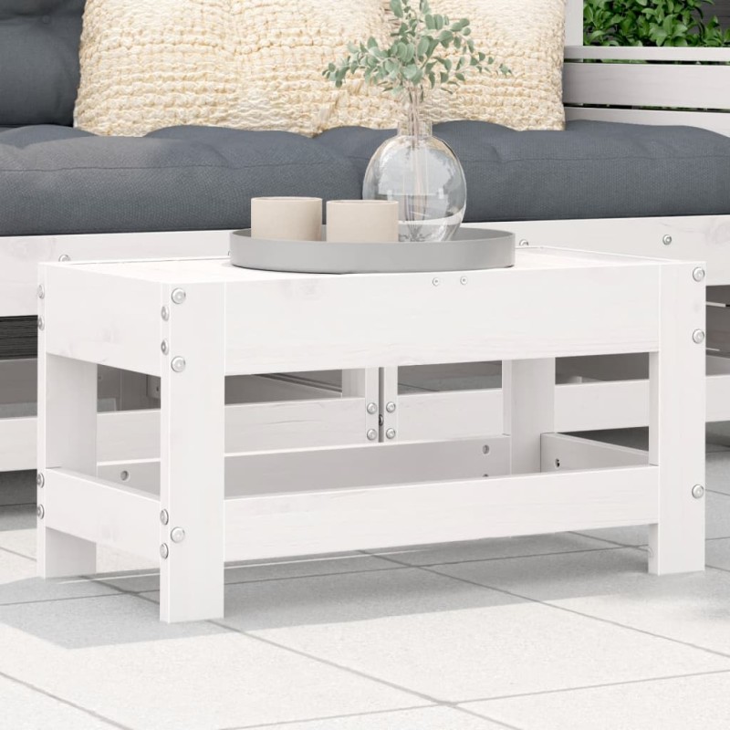 Apoio de pés para jardim 62x30x32 cm pinho maciço branco-Sofás para exterior-Home Retail