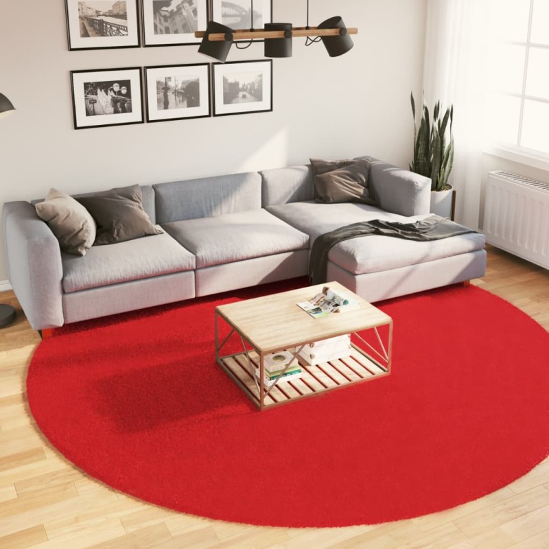 Tapete de pelo curto OVIEDO Ø 280 cm vermelho-Tapetes-Home Retail