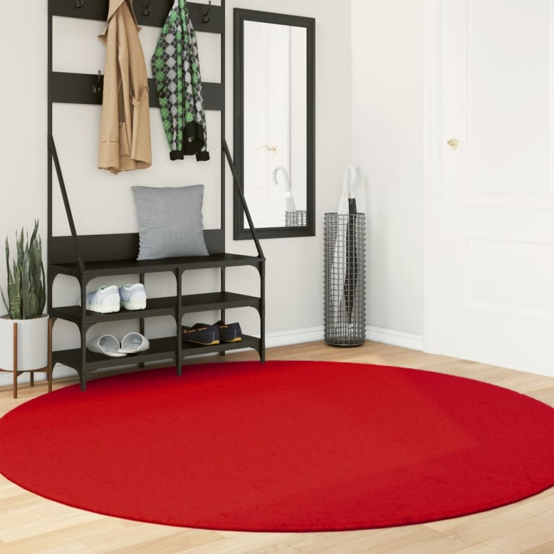 Tapete de pelo curto OVIEDO Ø 200 cm vermelho-Tapetes-Home Retail