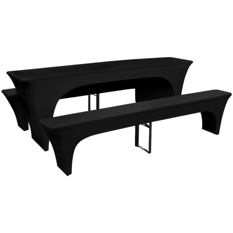 Conjunto 3 capas para mesa e bancos de bar, preto 220 x 70 x 80 cm-Capas de sofás-Home Retail