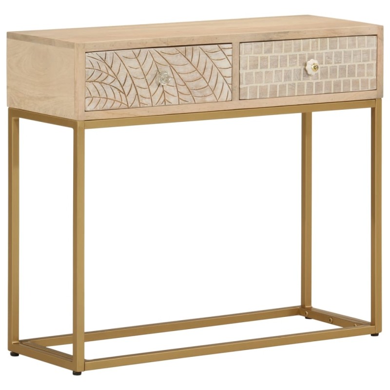 Mesa consola 90x30x76 cm madeira de mangueira maciça e ferro-Mesas de apoio-Home Retail