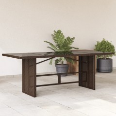 Mesa de jardim com tampo de vidro 190x80x74 cm vime PE castanho