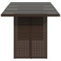 Mesa de jardim com tampo de vidro 190x80x74 cm vime PE castanho