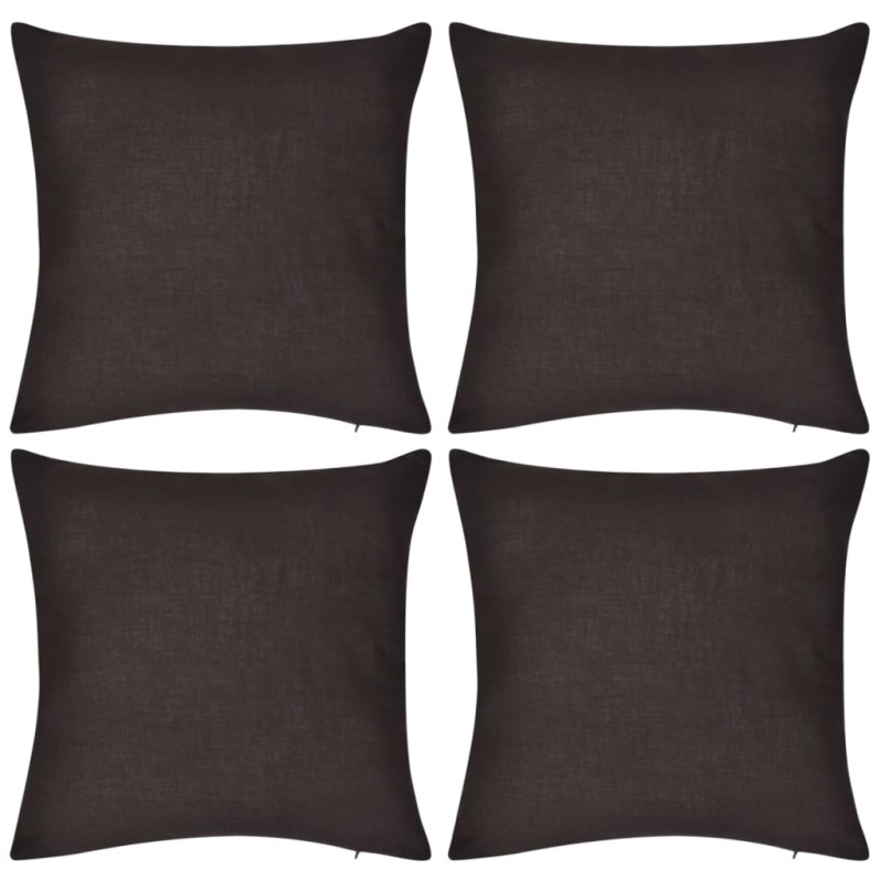 Capas de almofada algodão 4 pcs 50 x 50 cm castanho-Almofadas-Home Retail