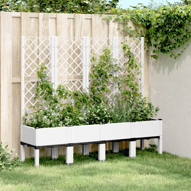 Vaso/floreira de jardim c/ treliça 160x40x142 cm PP branco-Vasos e floreiras-Home Retail