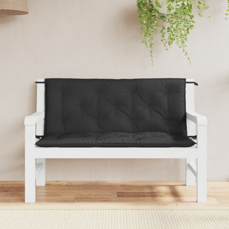 Almofadões banco jardim 2 pcs 120x50x7cm tecido oxford preto-Almofadas para poltronas e sofás-Home Retail