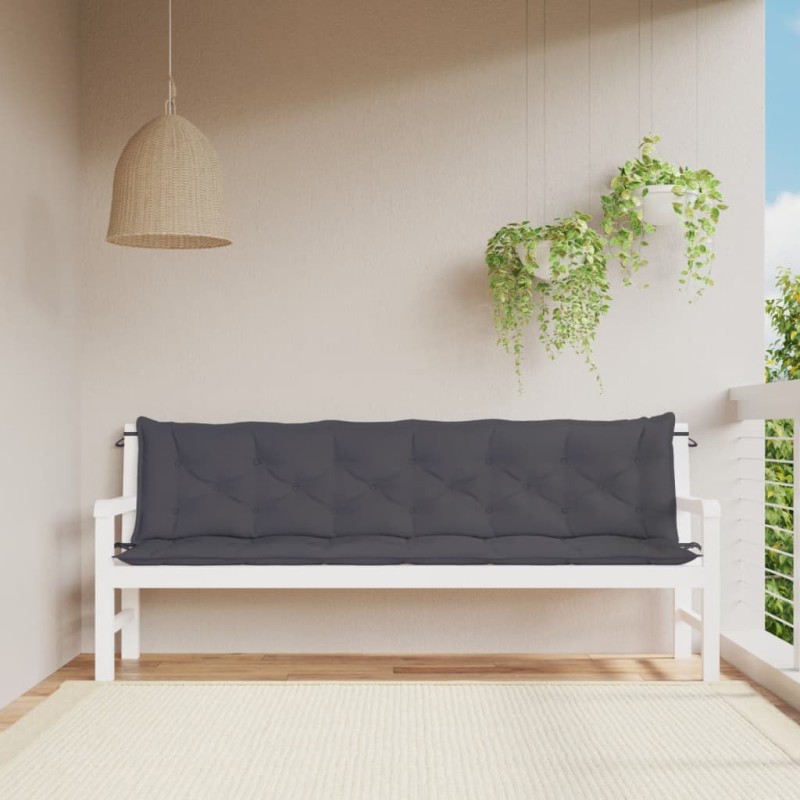 Almofadões banco jardim 2pcs 200x50x7cm tecido oxford antracite-Almofadas para poltronas e sofás-Home Retail