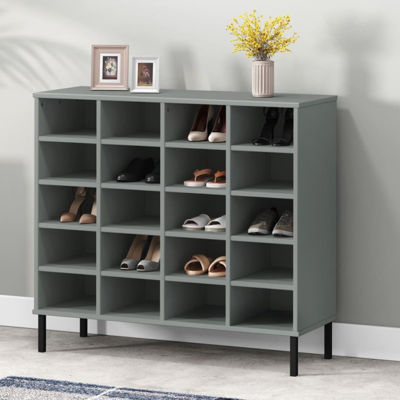 Sapateira pernas metal 95x35x86 cm madeira maciça OSLO cinzento-Sapateiras e organizadores-Home Retail