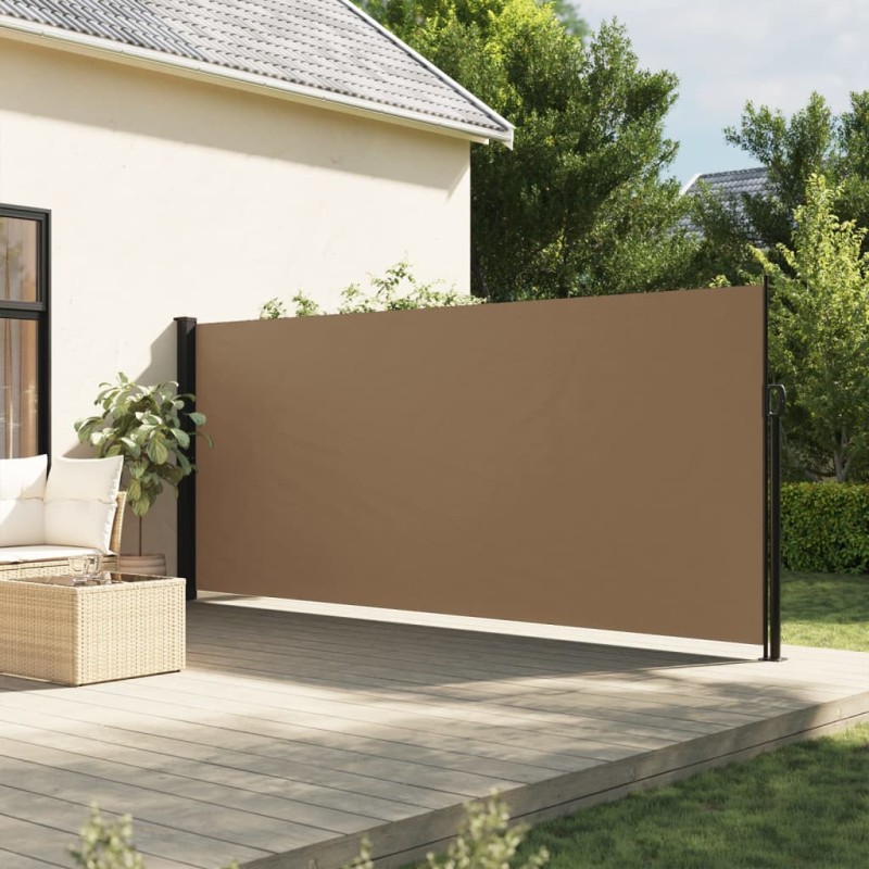 Toldo lateral retrátil 160x600 cm cinzento-acastanhado-Guarda-sóis e telas de varanda-Home Retail